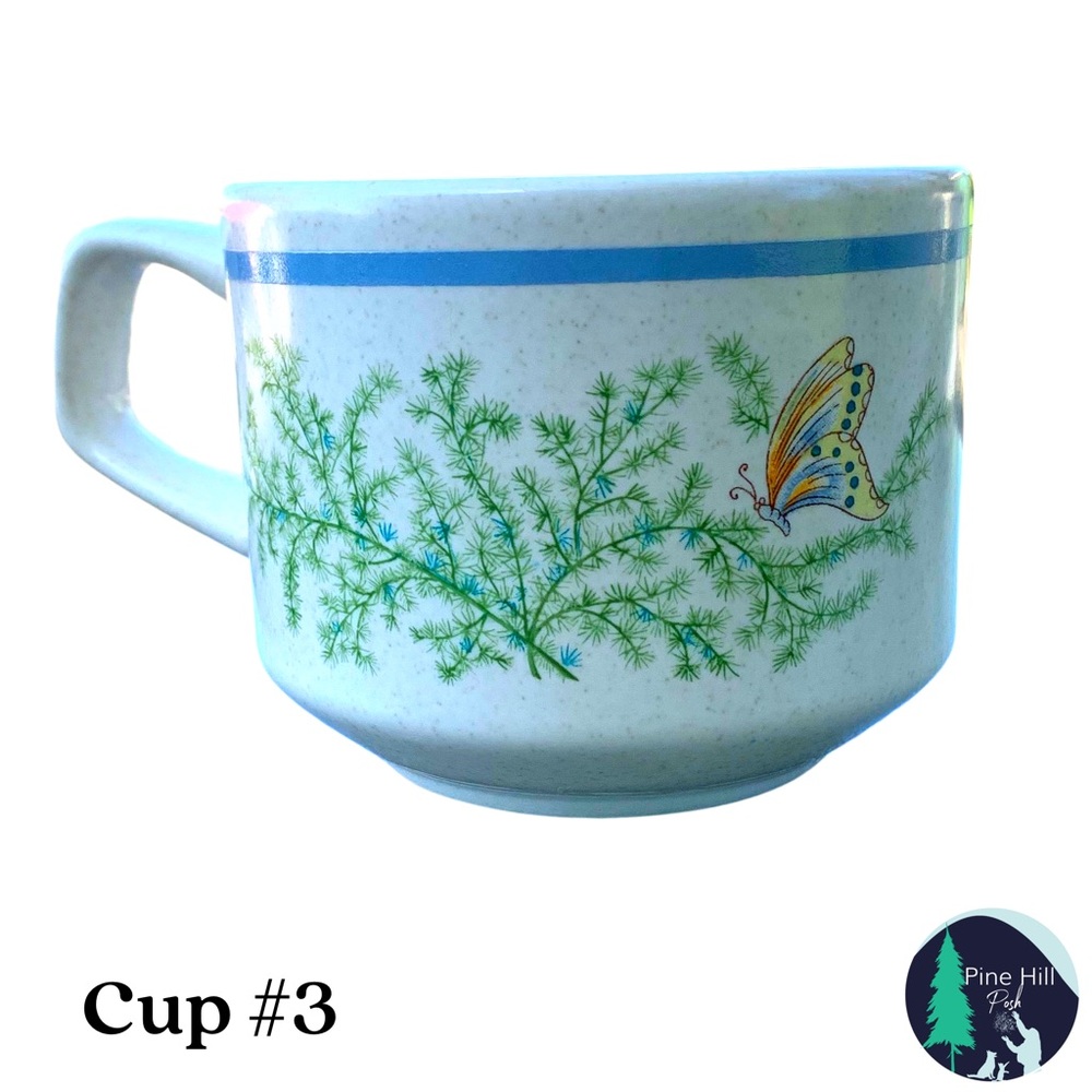 Lenox Temperware Fancy Free Coffee Tea Cups (3) Vintage Butterfly Cottagecore - Picture 9 of 13